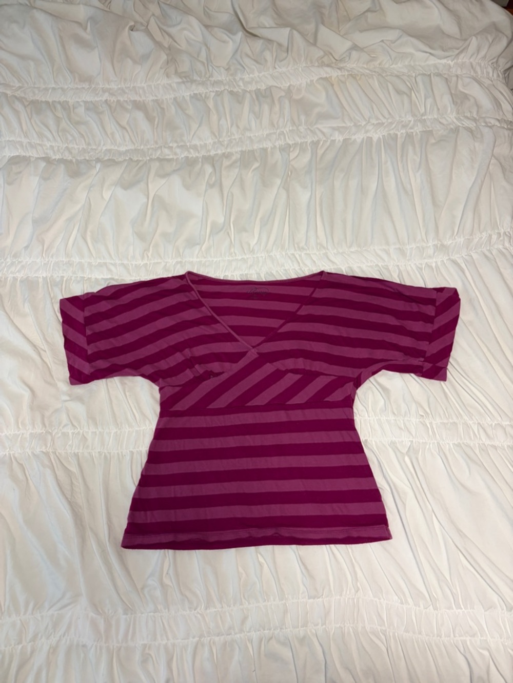 Magenta Striped Top
